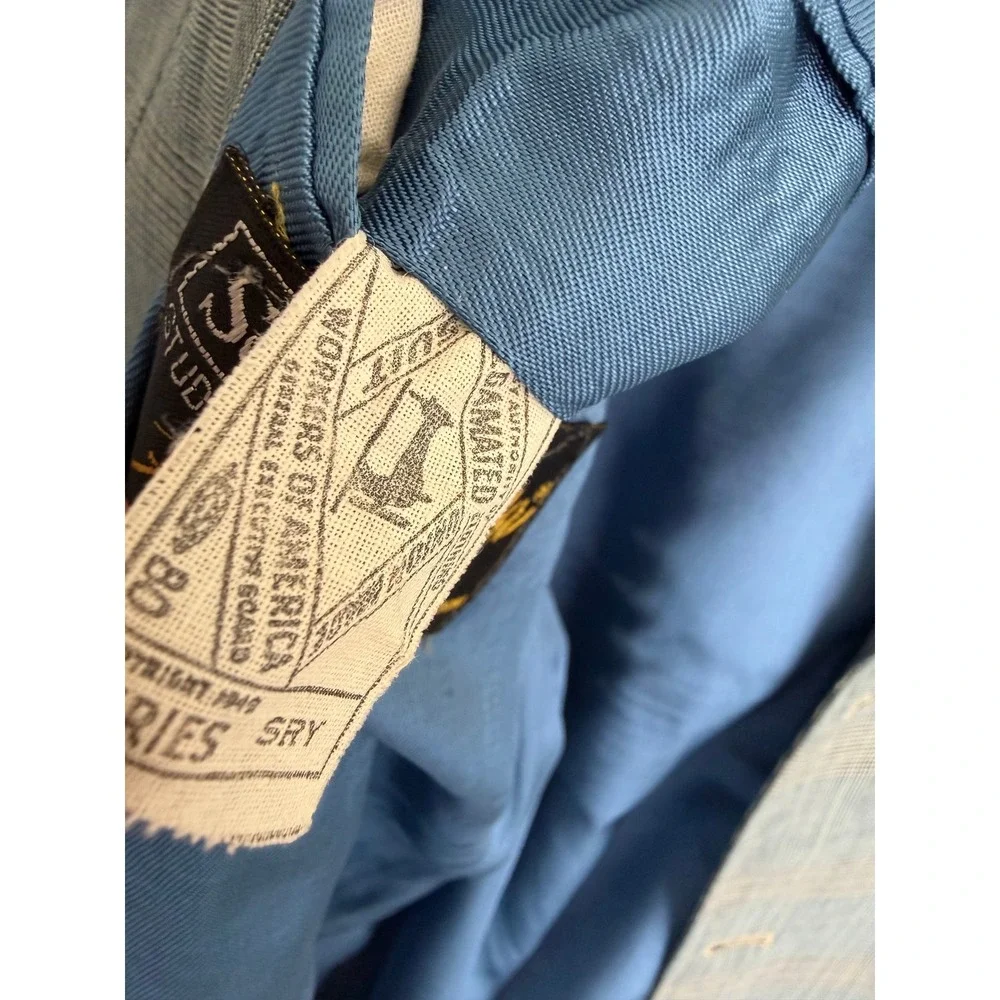 Vintage 60s Sears Pacemaker‎ Double Breasted Glen Plaid Blazer Grey Blue 36S